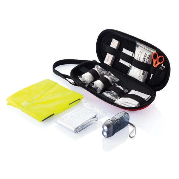 47 pcs first aid car kit, red/black-