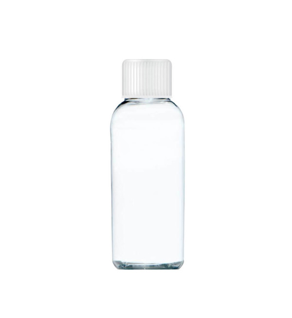 Transparent bottle with a white cap of 50 ml