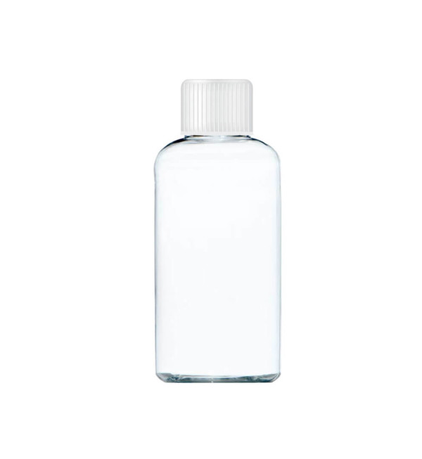 Transparent bottle with a white cap of 80 ml