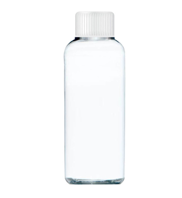 Transparent bottle with a white cap of 90 ml