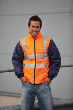 Hi-Vis Quilted Jacket with Zip-Off Sleeves - Reklamnepredmety