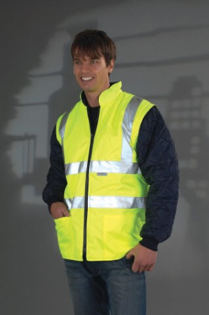 Hi-Vis Quilted Jacket with Zip-Off Sleeves - Reklamnepredmety