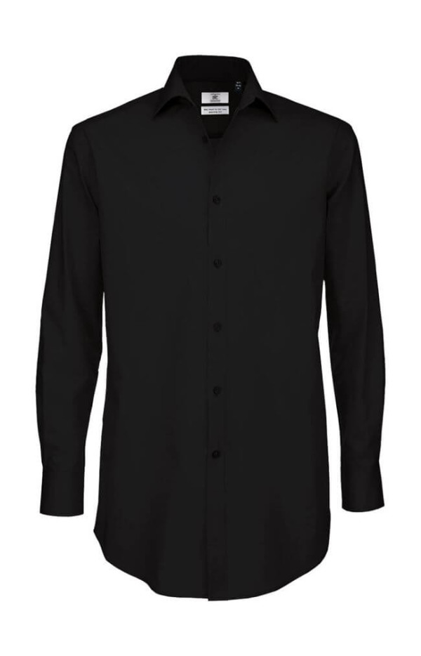 Men`s Black Tie Elastane LS Shirt - SMP21