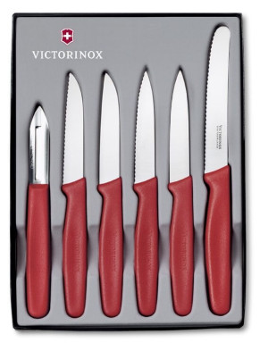 6 pc. paring knife set, red - Reklamnepredmety